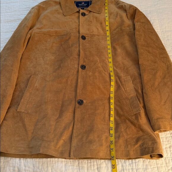 VTG 90s Newport Harbor Genuine Suede Leather Jacket Men’s Tan Washable Size L - Picture 10 of 16